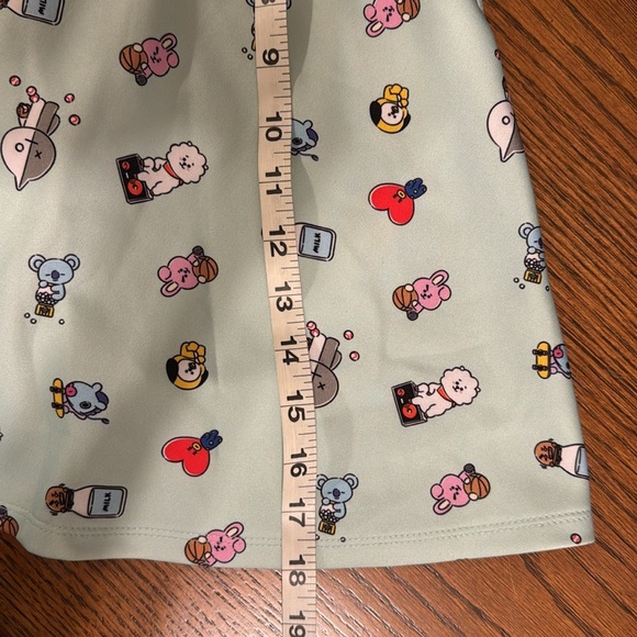 🌈 6/$60, BT21 Icons Anime Skater Skirt, Pockets, Aqua, Medium - Picture 9 of 9